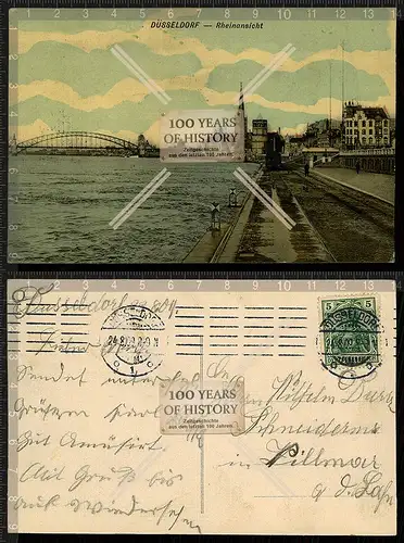Orig. AK Düsseldorf Rheinansicht gel. 1909