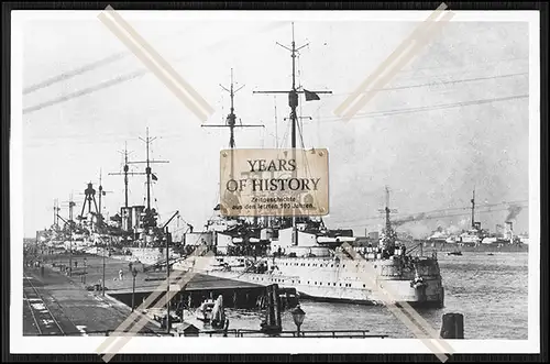 Foto SMS S.M.S. Kriegsschiffe Abschied der Flotte im Hafen Kaiserlichen Marine