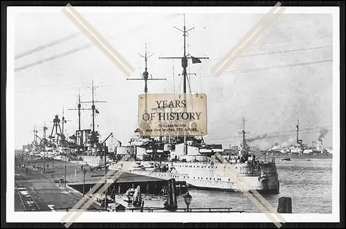 Foto SMS S.M.S. Kriegsschiffe Abschied der Flotte im Hafen Kaiserlichen Marine 