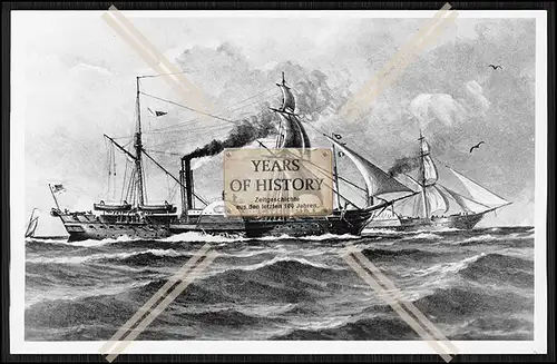 Foto SMS S.M.S. Gedeckte Dampf ? Korvette Barbarossa von 1839-49