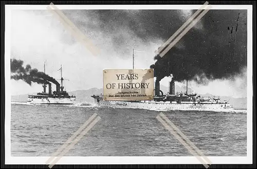 Foto SMS S.M.S. Hansa 1899 + Fürst Bismarck Großer Panzerkreuzer Kaiserliche 