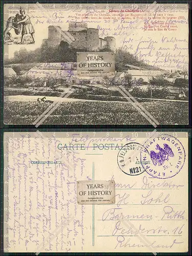 AK 1. WK Coucy le Chateau Aisne Blick Schloss 1916 Feldpost gelaufen