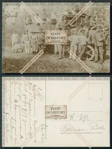 Foto AK 1. WK Deutsche Soldaten Fahrzeug Theater Frontbühne Ostfront 1917