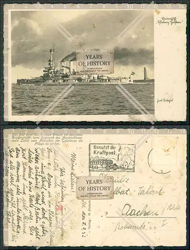 Orig. Foto AK Linienschiff Schleswig-Holstein am Marine Ehrenmal Laboe 1932 gel.