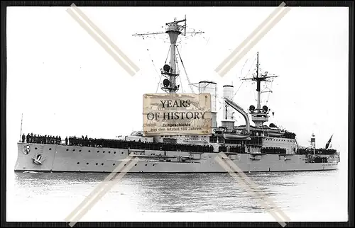 Foto S.M.S. Schleswig-Holstein 1906 Linienschiff Parade Mannschaft Kaiserliche 