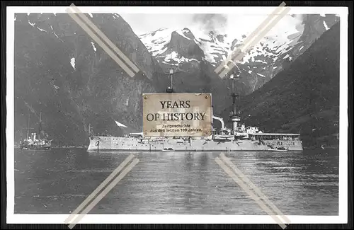 Foto S.M.S. Braunschweig 1902 Linienschiff in Norwegen Kaiserlichen Marine