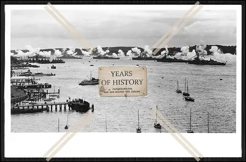 Foto S.M.S. Linienschiffe Salut der Flotte in Kiel Förde um 1930 Parade S.M.S.