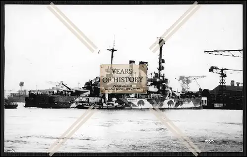 Foto S.M.S. Schleswig-Holstein Tarnung Westerplatte ? Danzig Pommern Polen Bunk