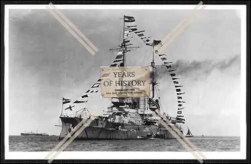 Foto S.M.S. Elsass 1903 Linienschiff Flaggenparade Kaiserliche Marine