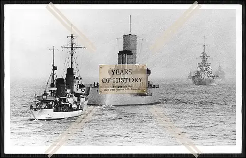 Foto S.M.S. Hessen 1903 Linienschiff als Zielschiff u. Hipper u. S.M.S. Blitz 1