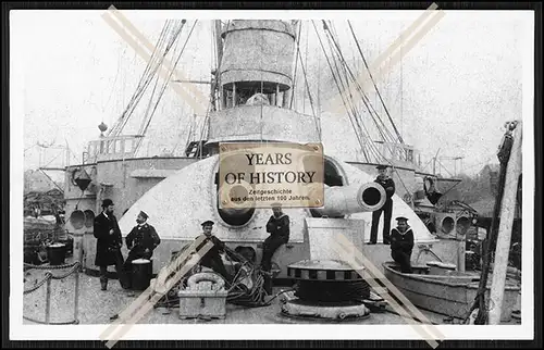 Foto S.M.S. Wörth 1892 Linienschiff Geschützturm Brücke Kaiserlichen Marine