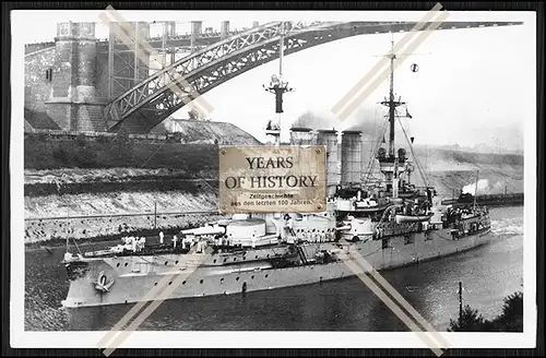 Foto S.M.S. Preußen 1903 Linienschiff im KW Kanal Kaiserliche Marine