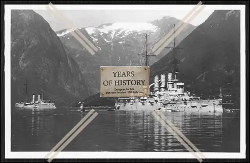 Foto S.M.S. Deutschland u. Hela Linienschiff in Norwegen Kriegsschiffe Kaiserli
