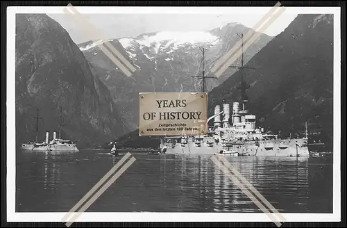 Foto S.M.S. Pommern o. Deutschland u. Hela Linienschiff in Norwegen Kaiserliche