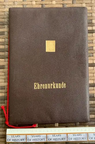 alte Mappe für Ehrenurkunde FFFF Deutscher Turner-Bund mit Kordel Gold Prägung