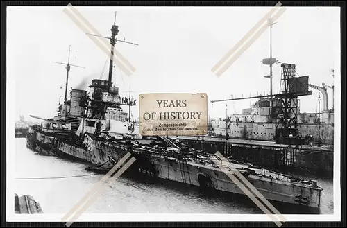 Foto S.M.S. SMS Seydlitz 1912 Großer Kreuzer schwere Treffer im Hafen Skagerra
