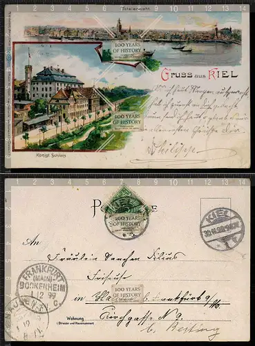 Orig. AK Kiel Litho Schleswig Holstein gel. 1899