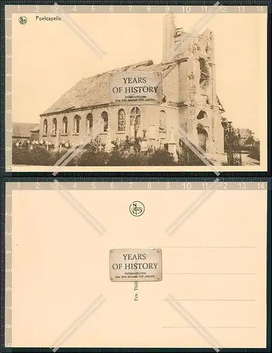 AK Feldpost Karte 1. WK Poelkapelle 1914-1918 zerstörte Kirche