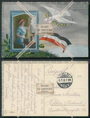 AK 1. WK No. 937/4 Eile liebes Täubchen mein 1916 Feldpost gel. Passepartout s