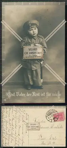 AK 1. WK 1919 gel. Junge Uniform Bierkrug Erst Vater der Rest ist für mich