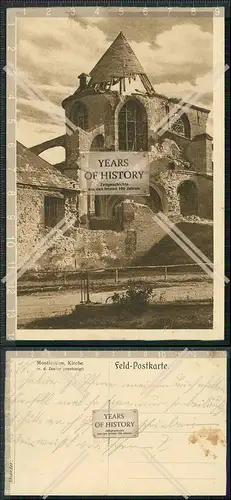 AK 1. WK Montfaucon Aisne Kirche Kriegszerstörungen Feldpost Karte Zensur 