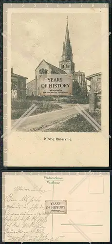 AK 1. WK Feldpostkarte Binarville Marne Kirche Straßenansicht 1916