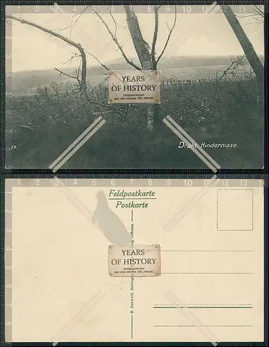 AK 1. WK von Pionieren gebaute Drahthindernisse Feldpostkarte Frankreich 1916