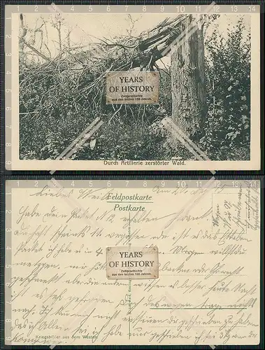 AK 1. WK Durch Artillerie zerstört der Wald Feldpostkarte 1915 Kriegsbilder au