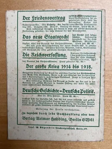 Der Friedensvertrag in 101 Forderungen - Volksblatt-Verlag 1921 - 32 Seiten