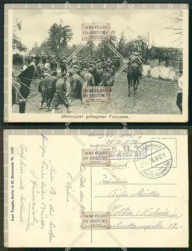 Orig. AK 1. WK gefangene Franzosen Frankreich Feldpost gel. 1916