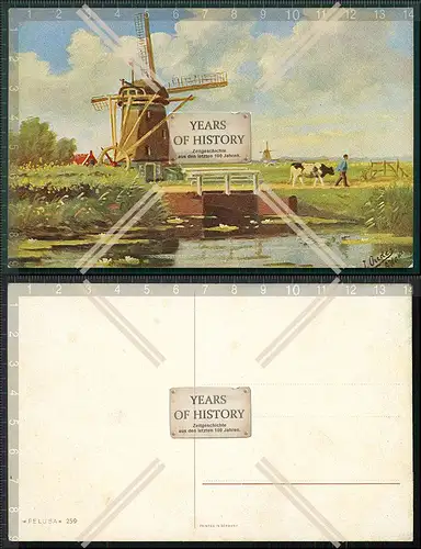 Orig. AK Windmühle Windmill Künstler Karte Landschaft signiert unten rechts 1