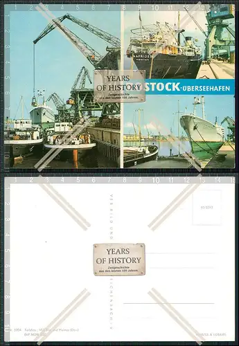 AK Rostock Überseehafen Schiffe aus verschiedenen Nationen Teil Ansichten