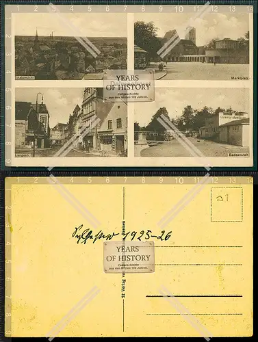 Orig. AK Delmenhorst Niedersachsen Bremen Lange Straße Badeanstalt Marktplatz