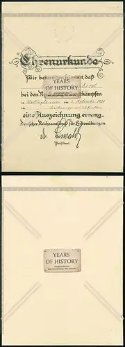 Dokument  Ehrenurkunde Wallinghausen Aurich 1926 Reichsjugendwettkämpfe mit Pr