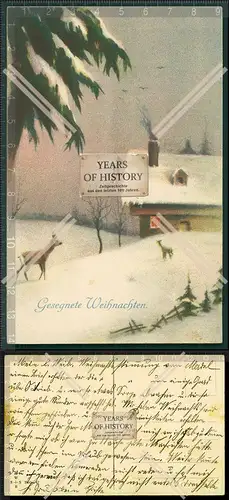 Orig. AK gesegnete Weihnachten 1911 Winterlandschaft Haus mit Reh