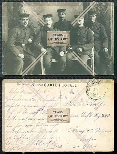 Orig. Foto AK 1. WK 1914-18 Gruppe Soldaten Feldpost gelaufen