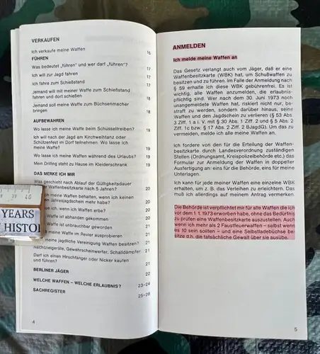 Jäger und Waffen Gesetz von 1973 - Heft Merkblatt Jagdschutzverband  28 Seiten