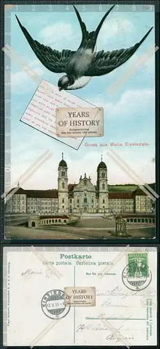 AK Kloster in Einsiedeln Schweiz Brieftaube mit Brief im Schnabel 1911 gelaufen