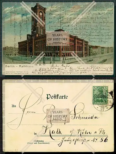 AK Berlin Rathaus Warenhaus Hermann Tietz Alexanderplatz 1900 gelaufen