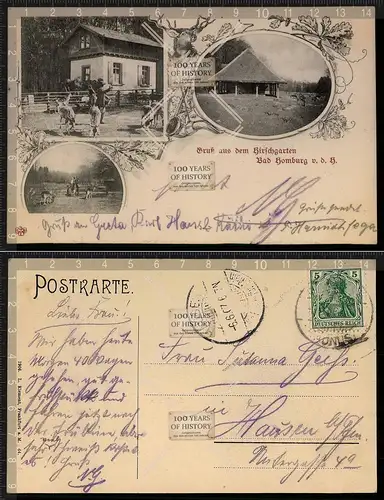 Orig. AK Bad Homburg v. d. Höhe Hirschgarten gel. 1907
