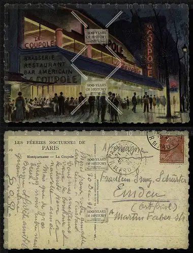 Orig. AK Paris Frankreich b. Nacht Werbung Reklame gel. 1931
