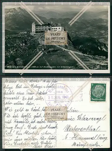 Foto AK Watzmann Haus Blick auf Berchtesgaden und Untersberg 1941 gelaufen Sond