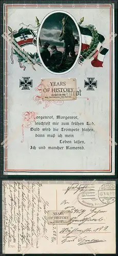 AK 1. WK patriotische Karte Morgenrot Soldaten eiserne Kreuz 1916 Feldpost Nür