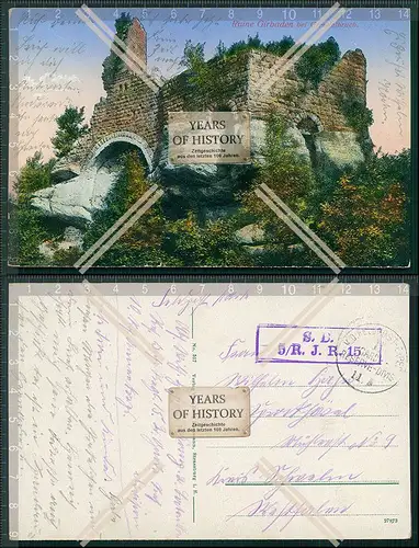 AK Ruine Burg Girbaden Chateau Elsass Veltenschloss Elsass 1915 Feldpost gelauf