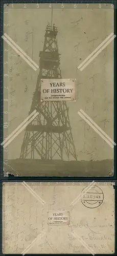 Foto AK Feldpost 1. Weltkrieg 1917 riesiger Turm aus Holz gebaut Rückseite Sü