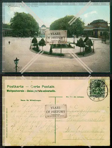 AK Wiesbaden das neue Kurhaus 1907 gelaufen