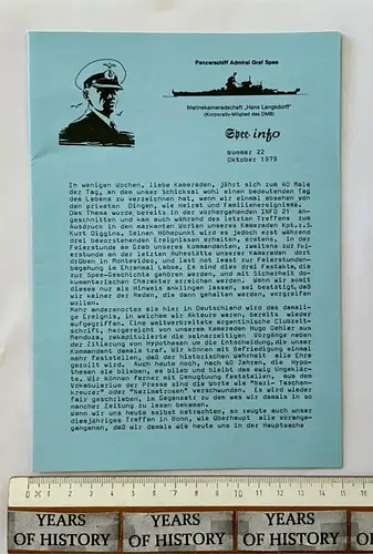 Heft Spee info Nr. 22 Okt. 1979 Panzerschiff Admiral Graf Spee Hans Langsdorff