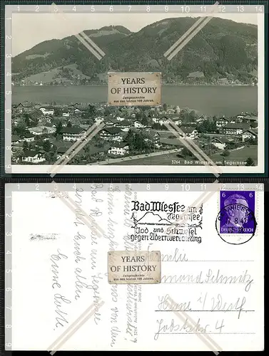 Orig. Foto AK Bad Wiessee Tegernsee Luftbild Dorf Ansicht 1942 gelaufen Rückse