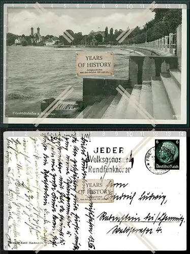 Orig. Foto AK Friedrichshafen am Bodensee Uferpromenade 1934 gel. Sonderstempel