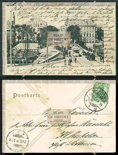 Orig. AK Bremerhaven 1903 Brücke Geeste Straßenbahn Kleinbahn Boote 1903 gela